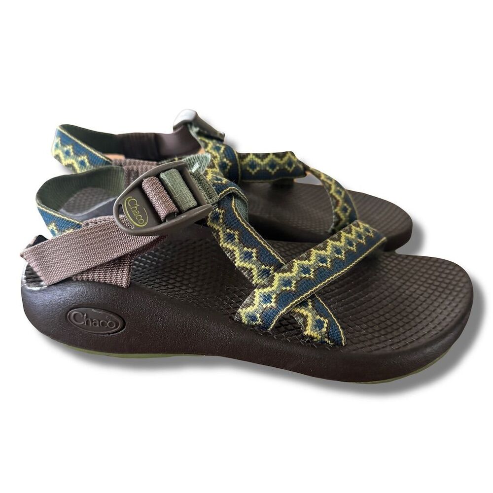 Chaco Women's Sandals Size 5 Green Diamond Pattern Vibram Sole - Picture 3 of 7